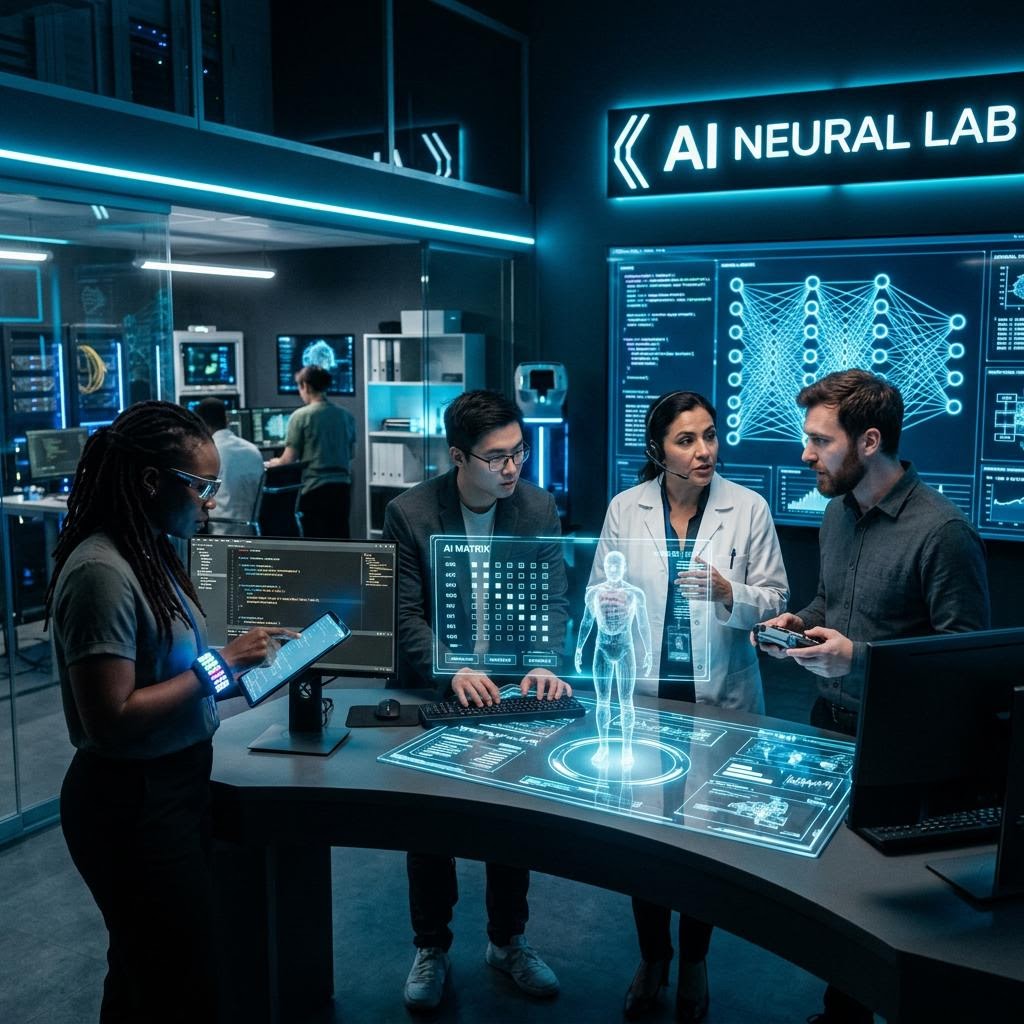 Indigloo engineers collaborating around an AI system